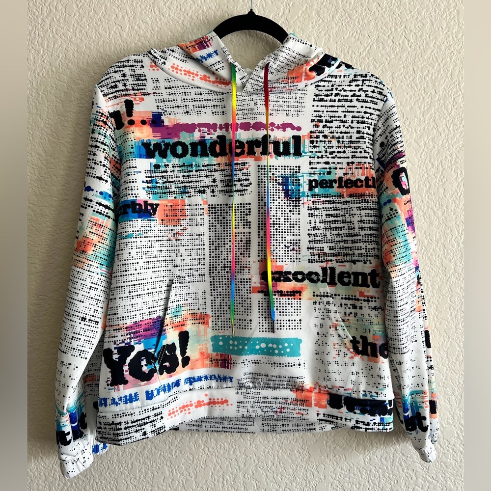 Graffiti Print Hoodie XL Y2K Harajuku Colorful Streetwear Pop Art Urban Fashion - Picture 1 of 10